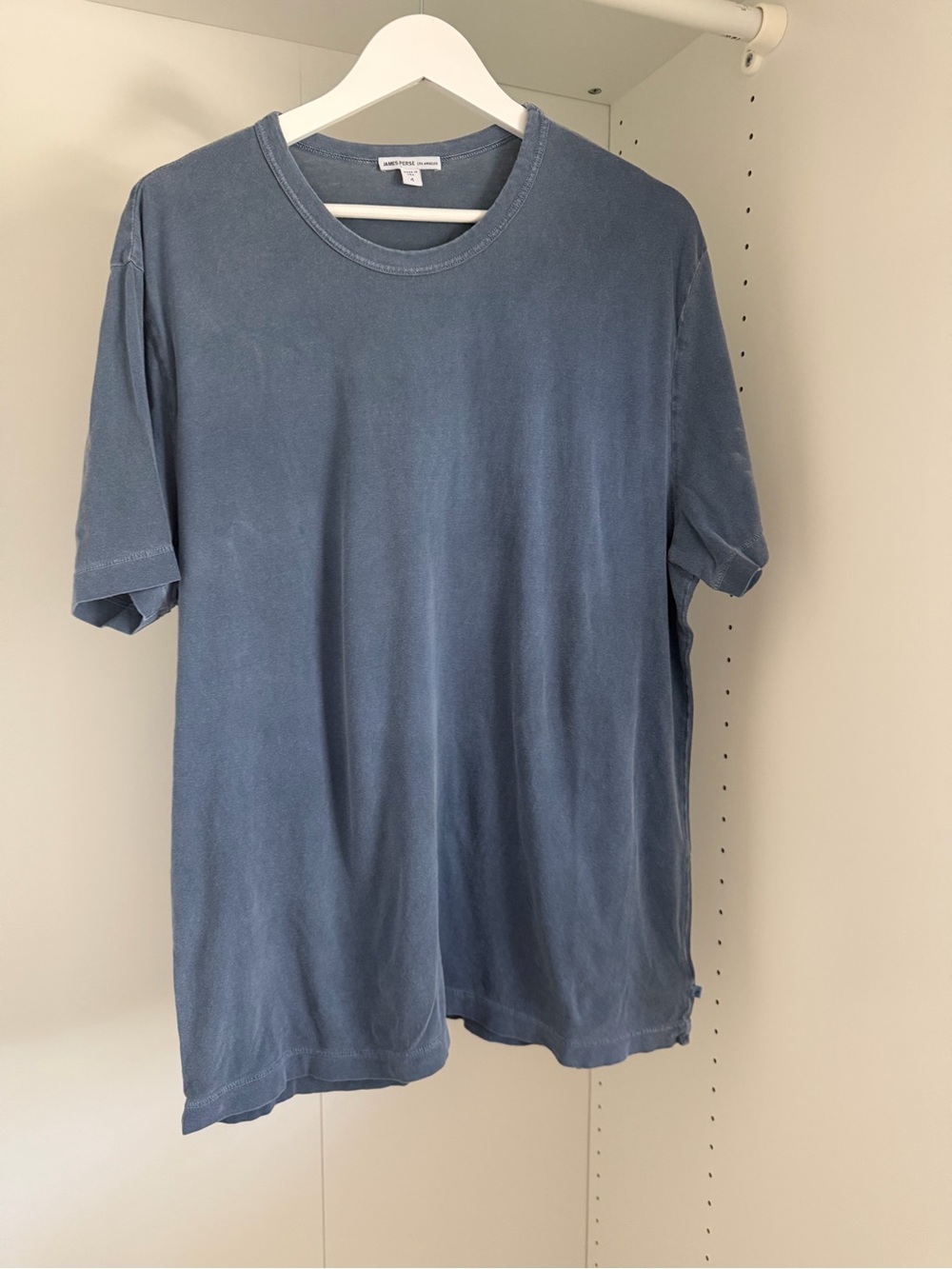 James Perse Men’s Crew Neck T-Shirt Washed Blue Size 4 XL Made in USA